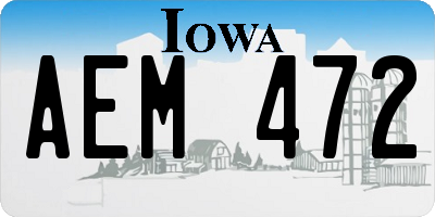 IA license plate AEM472