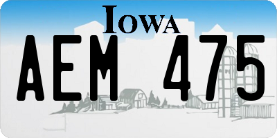 IA license plate AEM475