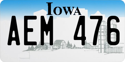 IA license plate AEM476