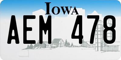 IA license plate AEM478