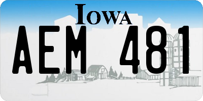IA license plate AEM481