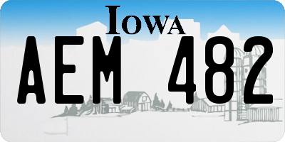 IA license plate AEM482