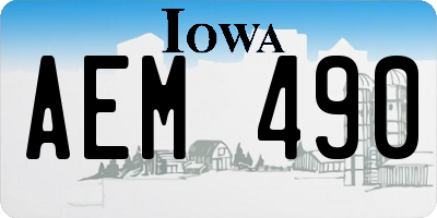 IA license plate AEM490