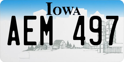 IA license plate AEM497