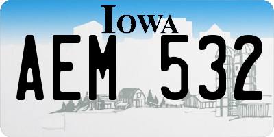 IA license plate AEM532