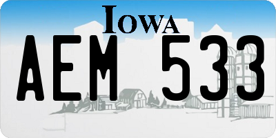 IA license plate AEM533