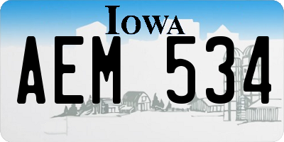 IA license plate AEM534