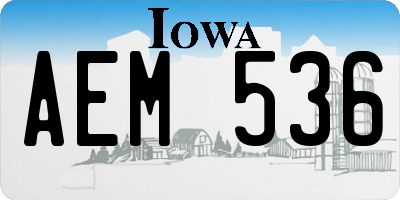 IA license plate AEM536