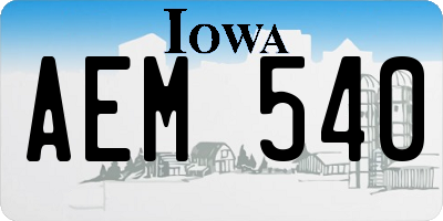 IA license plate AEM540