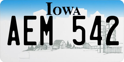 IA license plate AEM542