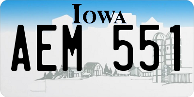 IA license plate AEM551