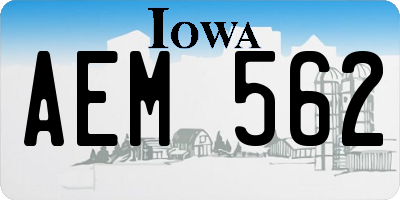 IA license plate AEM562
