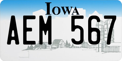 IA license plate AEM567