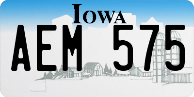 IA license plate AEM575