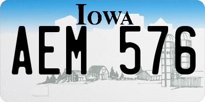 IA license plate AEM576