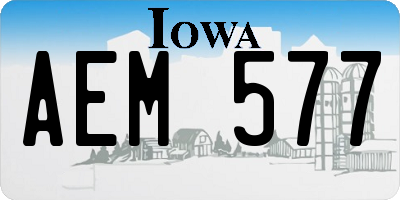 IA license plate AEM577