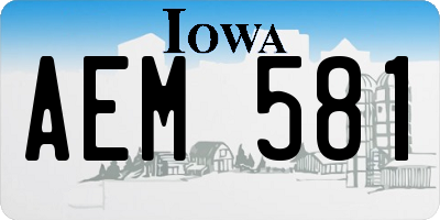 IA license plate AEM581