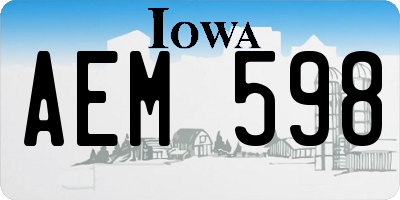 IA license plate AEM598