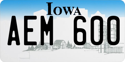 IA license plate AEM600