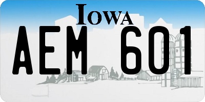 IA license plate AEM601