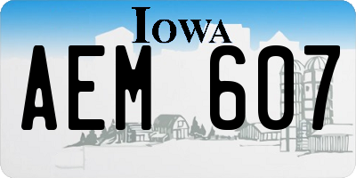 IA license plate AEM607