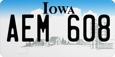 IA license plate AEM608