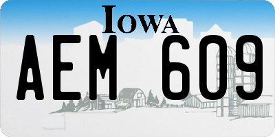 IA license plate AEM609