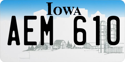IA license plate AEM610