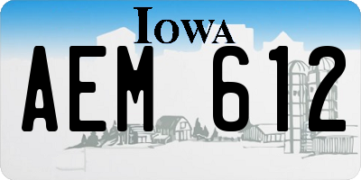 IA license plate AEM612