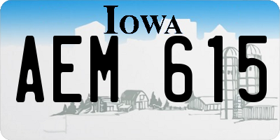 IA license plate AEM615