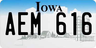IA license plate AEM616