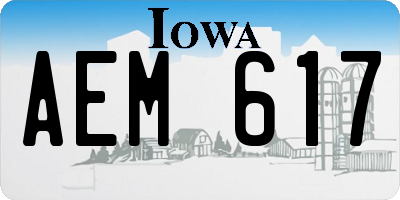 IA license plate AEM617