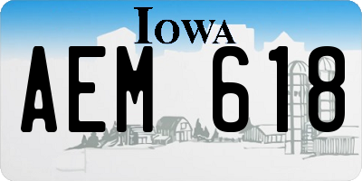 IA license plate AEM618