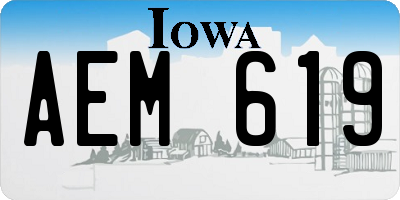 IA license plate AEM619