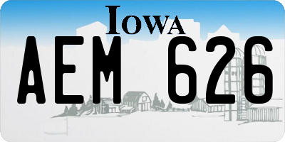 IA license plate AEM626