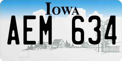 IA license plate AEM634