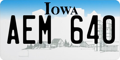 IA license plate AEM640