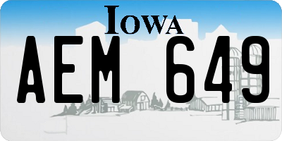 IA license plate AEM649