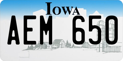 IA license plate AEM650