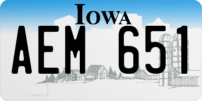 IA license plate AEM651