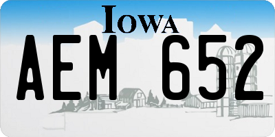 IA license plate AEM652