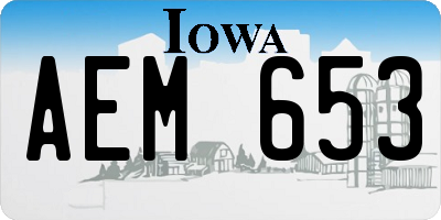 IA license plate AEM653