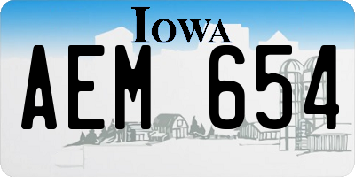 IA license plate AEM654