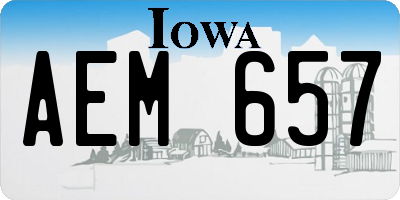IA license plate AEM657