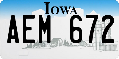 IA license plate AEM672