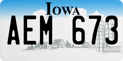 IA license plate AEM673