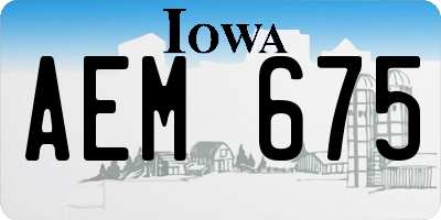 IA license plate AEM675
