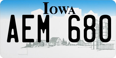 IA license plate AEM680