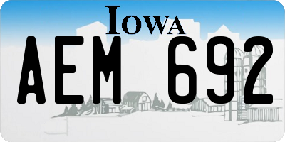 IA license plate AEM692