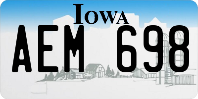 IA license plate AEM698